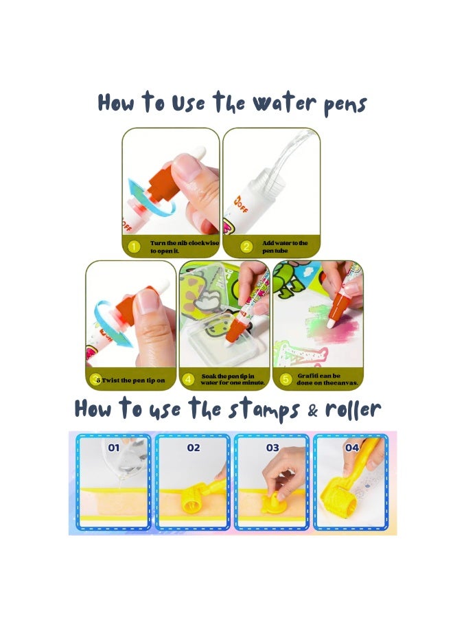 VIO Large Aqua Magic Water Doodle Mat 98×78 cm, Reusable Drawing & Coloring Mat for Kids - Image 2